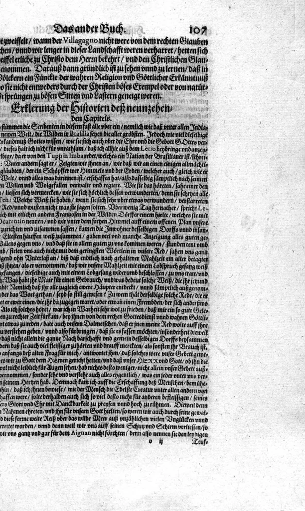 An illustration from Americae das fünffte Buch, vol schöner vnerhörter Historien, auss dem andern Theil Ioannis Benzonis gezogen: von der Spanier Wüten, beyd wider ... die Nigriten, vnnd auch die ... Indianer: wie die Spanier von den frantzösischen Meerräubern ... angriffen vnd geplündert worden ... wie sie erstlich das Neuwe Spanien erfunden haben ... Sampt ... Erklärung der Historien ... Auch einer Landtafel, dess Neuwen Spanien, 1613, leaf 112