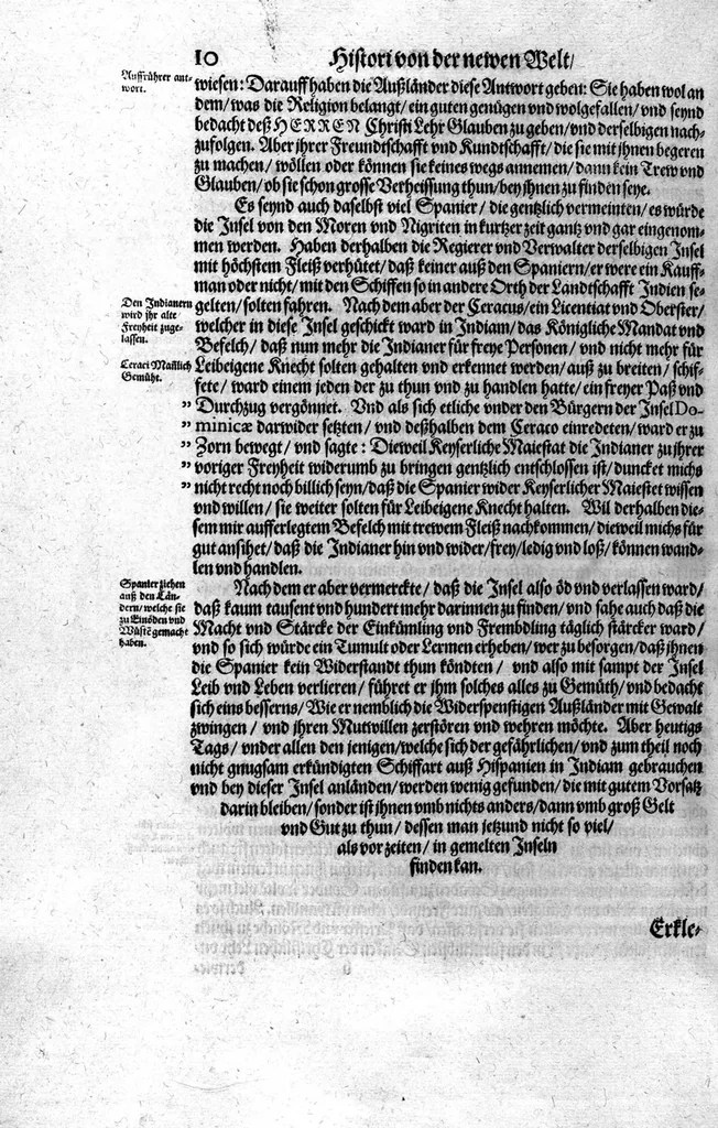 An illustration from Americae das fünffte Buch, vol schöner vnerhörter Historien, auss dem andern Theil Ioannis Benzonis gezogen: von der Spanier Wüten, beyd wider ... die Nigriten, vnnd auch die ... Indianer: wie die Spanier von den frantzösischen Meerräubern ... angriffen vnd geplündert worden ... wie sie erstlich das Neuwe Spanien erfunden haben ... Sampt ... Erklärung der Historien ... Auch einer Landtafel, dess Neuwen Spanien, 1613, leaf 15