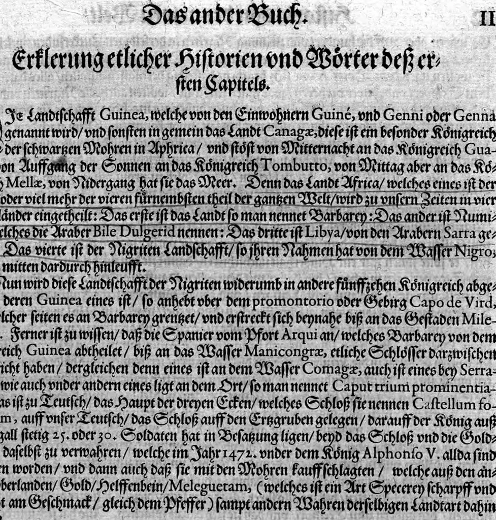 An illustration from Americae das fünffte Buch, vol schöner vnerhörter Historien, auss dem andern Theil Ioannis Benzonis gezogen: von der Spanier Wüten, beyd wider ... die Nigriten, vnnd auch die ... Indianer: wie die Spanier von den frantzösischen Meerräubern ... angriffen vnd geplündert worden ... wie sie erstlich das Neuwe Spanien erfunden haben ... Sampt ... Erklärung der Historien ... Auch einer Landtafel, dess Neuwen Spanien, 1613, leaf 16