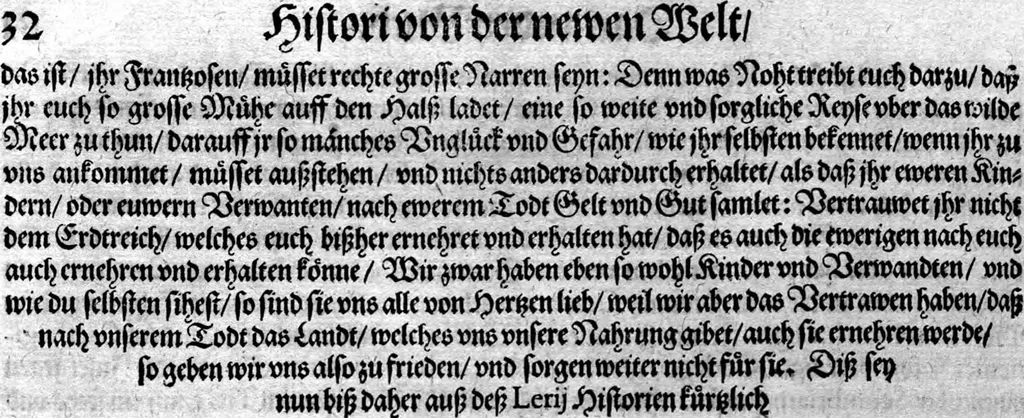 An illustration from Americae das fünffte Buch, vol schöner vnerhörter Historien, auss dem andern Theil Ioannis Benzonis gezogen: von der Spanier Wüten, beyd wider ... die Nigriten, vnnd auch die ... Indianer: wie die Spanier von den frantzösischen Meerräubern ... angriffen vnd geplündert worden ... wie sie erstlich das Neuwe Spanien erfunden haben ... Sampt ... Erklärung der Historien ... Auch einer Landtafel, dess Neuwen Spanien, 1613, leaf 37