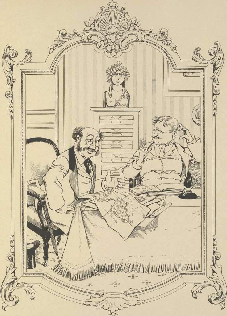 An illustration from Mémoires d'une glace : album absolument inédit, 1894, leaf 136