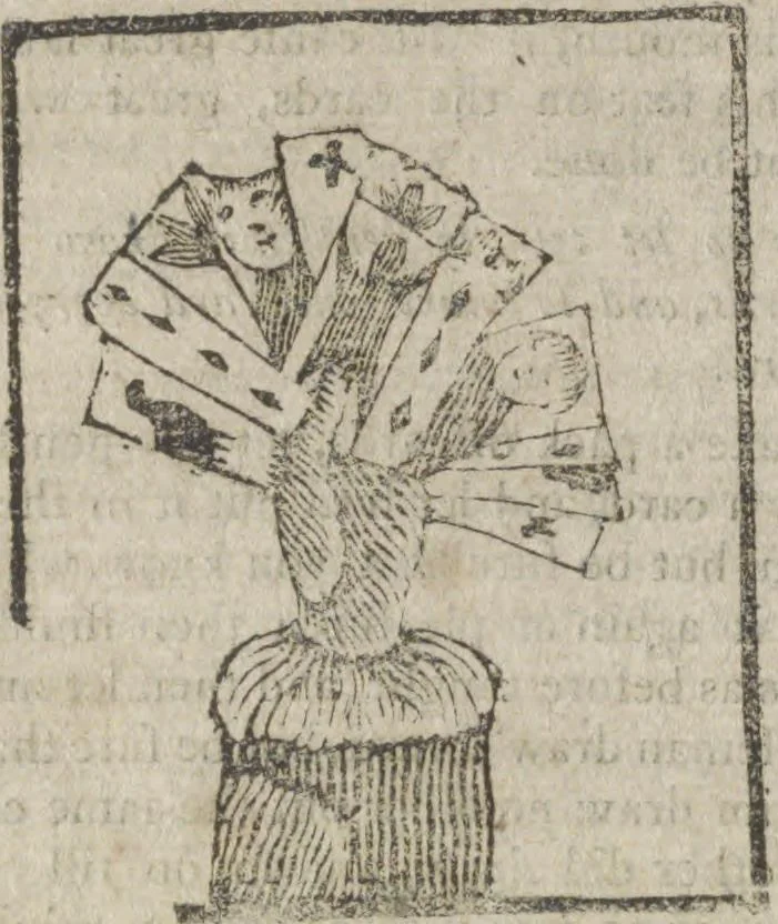 An illustration from Hocus pocus, or The whole art of legerdemain, in perfection : by which the meanest capacity may perform the whole without the help of a teacher : together with the use of all the instruments belonging thereto : to which is now added abundance of new and rare inventions, 1795, leaf 48