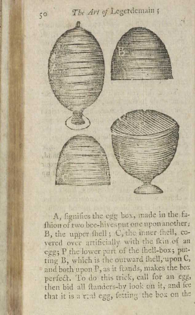 An illustration from Hocus pocus, or The whole art of legerdemain, in perfection : by which the meanest capacity may perform the whole without the help of a teacher : together with the use of all the instruments belonging thereto : to which is now added abundance of new and rare inventions, 1795, leaf 56