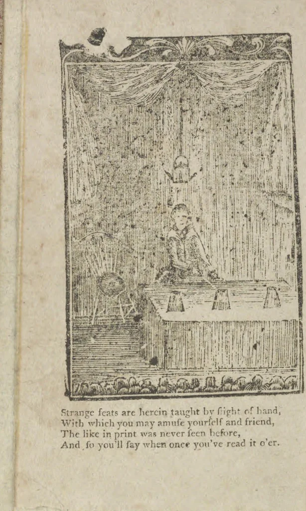 An illustration from Hocus pocus, or The whole art of legerdemain, in perfection : by which the meanest capacity may perform the whole without the help of a teacher : together with the use of all the instruments belonging thereto : to which is now added abundance of new and rare inventions, 1795, leaf 6