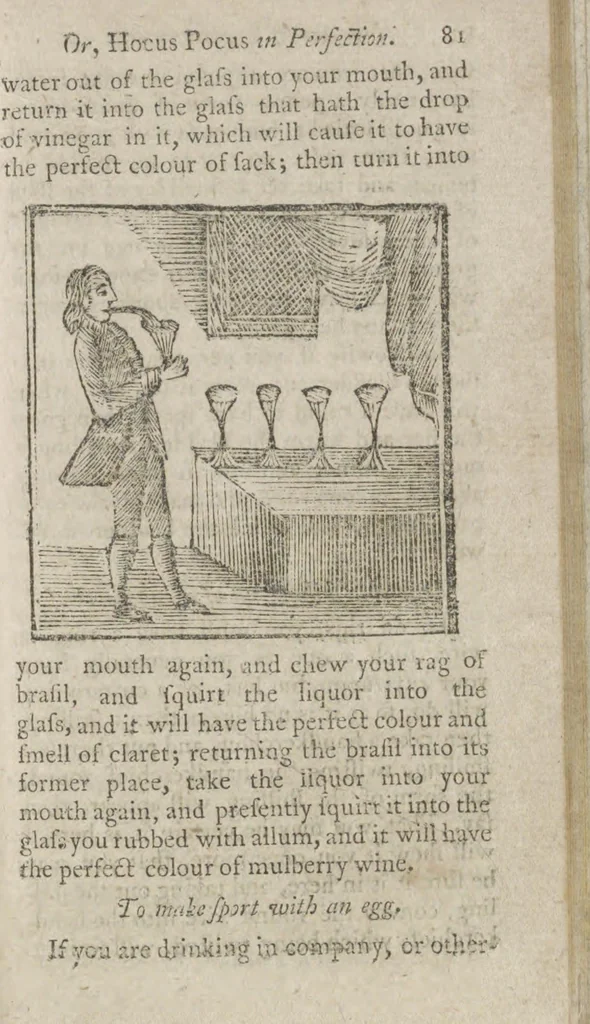 An illustration from Hocus pocus, or The whole art of legerdemain, in perfection : by which the meanest capacity may perform the whole without the help of a teacher : together with the use of all the instruments belonging thereto : to which is now added abundance of new and rare inventions, 1795, leaf 87