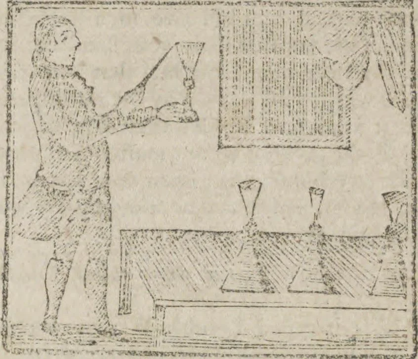 An illustration from Hocus pocus, or The whole art of legerdemain, in perfection : by which the meanest capacity may perform the whole without the help of a teacher : together with the use of all the instruments belonging thereto : to which is now added abundance of new and rare inventions, 1795, leaf 91