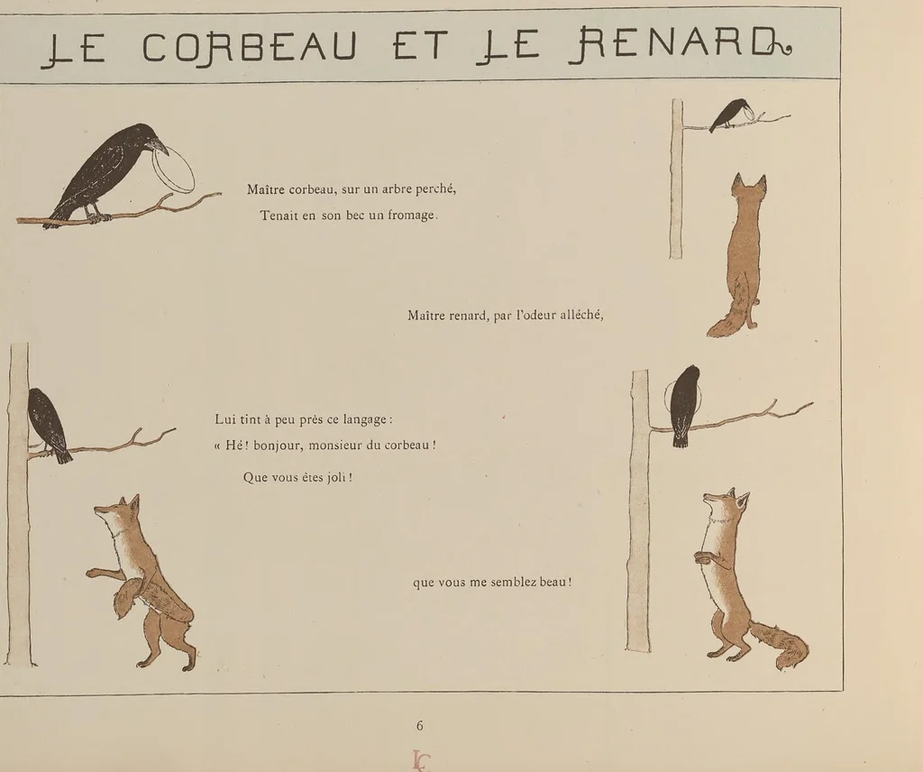 An illustration from Fables choisies pour les enfants et illustrées par B. de Monvel, 1888, leaf 10