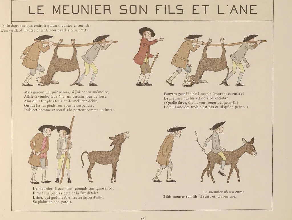 An illustration from Fables choisies pour les enfants et illustrées par B. de Monvel, 1888, leaf 17