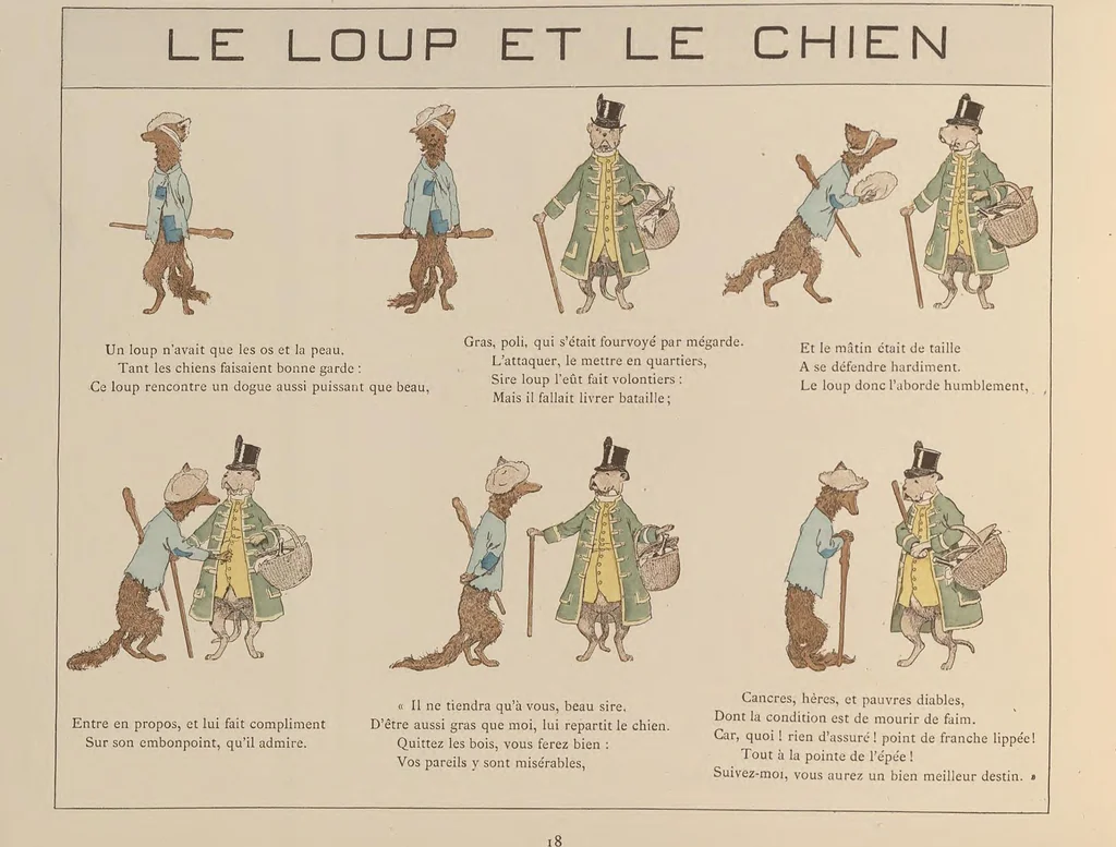 An illustration from Fables choisies pour les enfants et illustrées par B. de Monvel, 1888, leaf 22