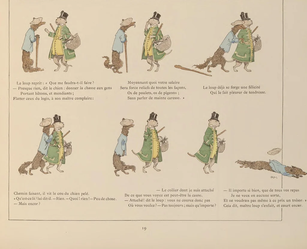 An illustration from Fables choisies pour les enfants et illustrées par B. de Monvel, 1888, leaf 23