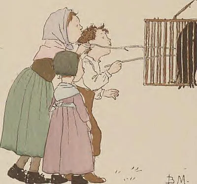 An illustration from Fables choisies pour les enfants et illustrées par B. de Monvel, 1888, leaf 27