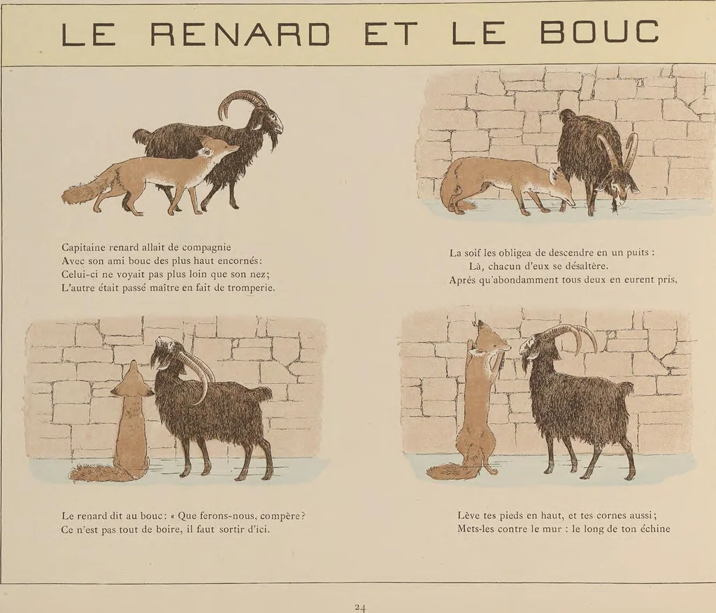 An illustration from Fables choisies pour les enfants et illustrées par B. de Monvel, 1888, leaf 28
