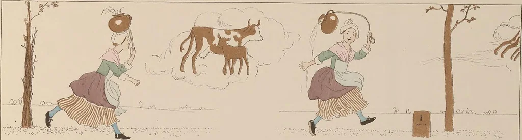 An illustration from Fables choisies pour les enfants et illustrées par B. de Monvel, 1888, leaf 33