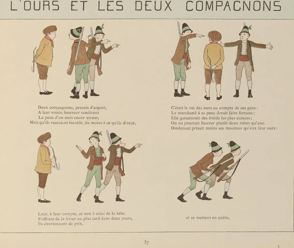 An illustration from Fables choisies pour les enfants et illustrées par B. de Monvel, 1888, leaf 41