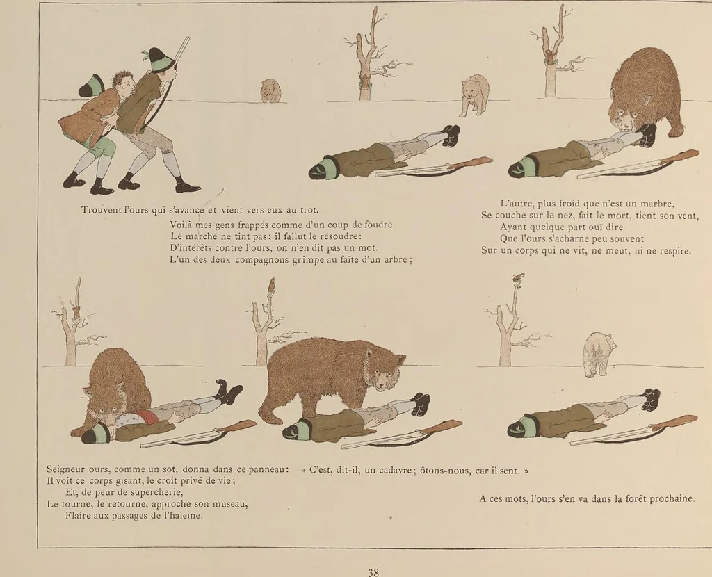 An illustration from Fables choisies pour les enfants et illustrées par B. de Monvel, 1888, leaf 42