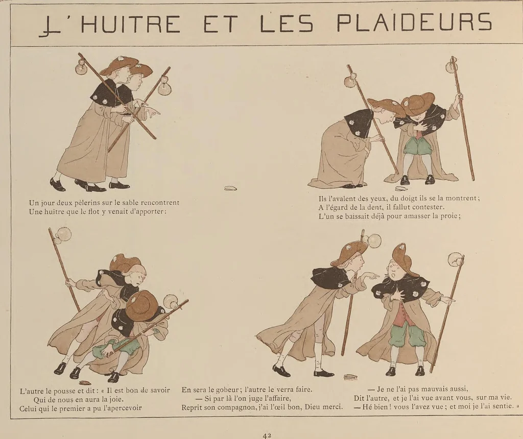 An illustration from Fables choisies pour les enfants et illustrées par B. de Monvel, 1888, leaf 46