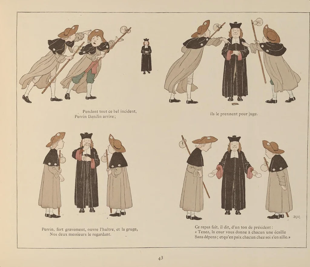 An illustration from Fables choisies pour les enfants et illustrées par B. de Monvel, 1888, leaf 47