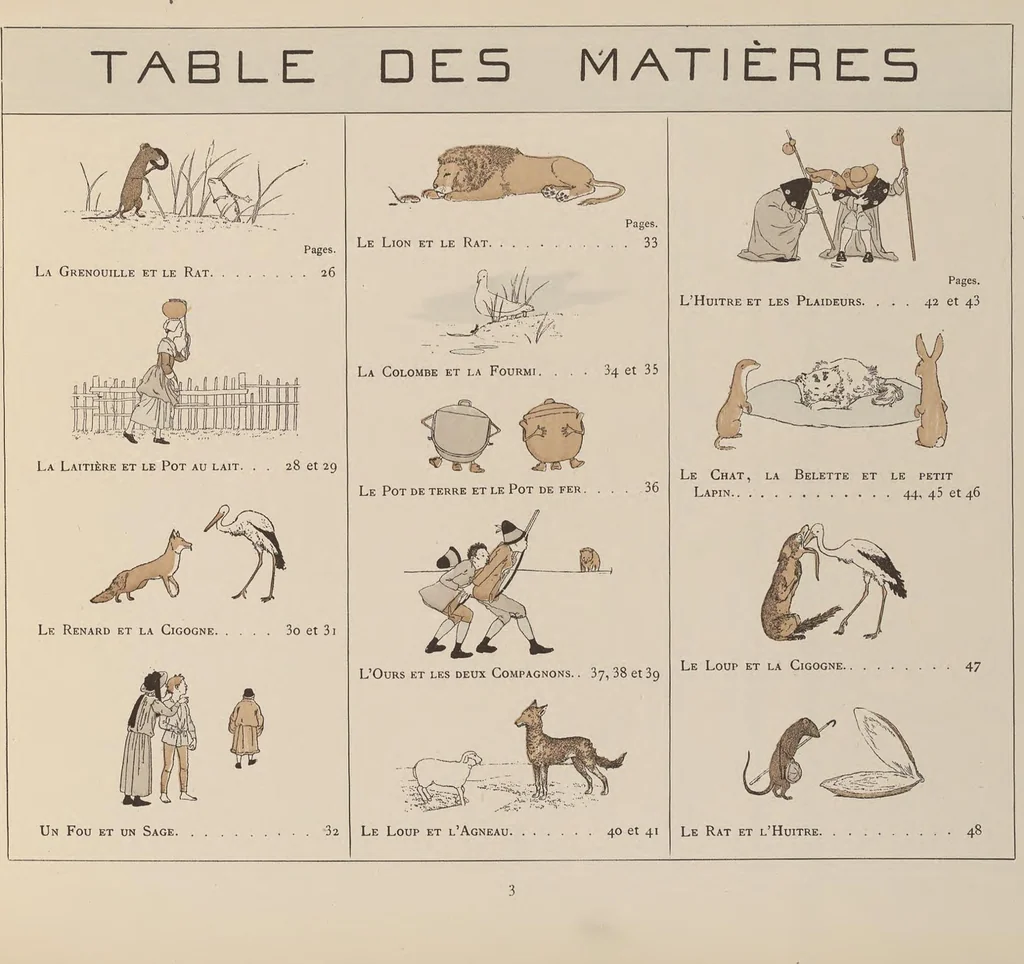 An illustration from Fables choisies pour les enfants et illustrées par B. de Monvel, 1888, leaf 7