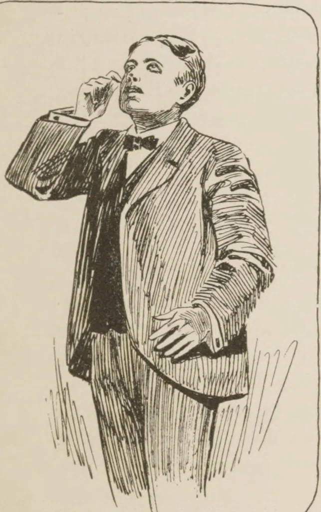 An illustration from Prof. L.A. Harraden's complete mail course of twenty illustrated lessons in hypnotism, 1899, leaf 10