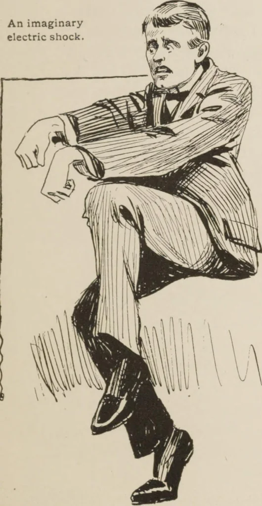 An illustration from Prof. L.A. Harraden's complete mail course of twenty illustrated lessons in hypnotism, 1899, leaf 12