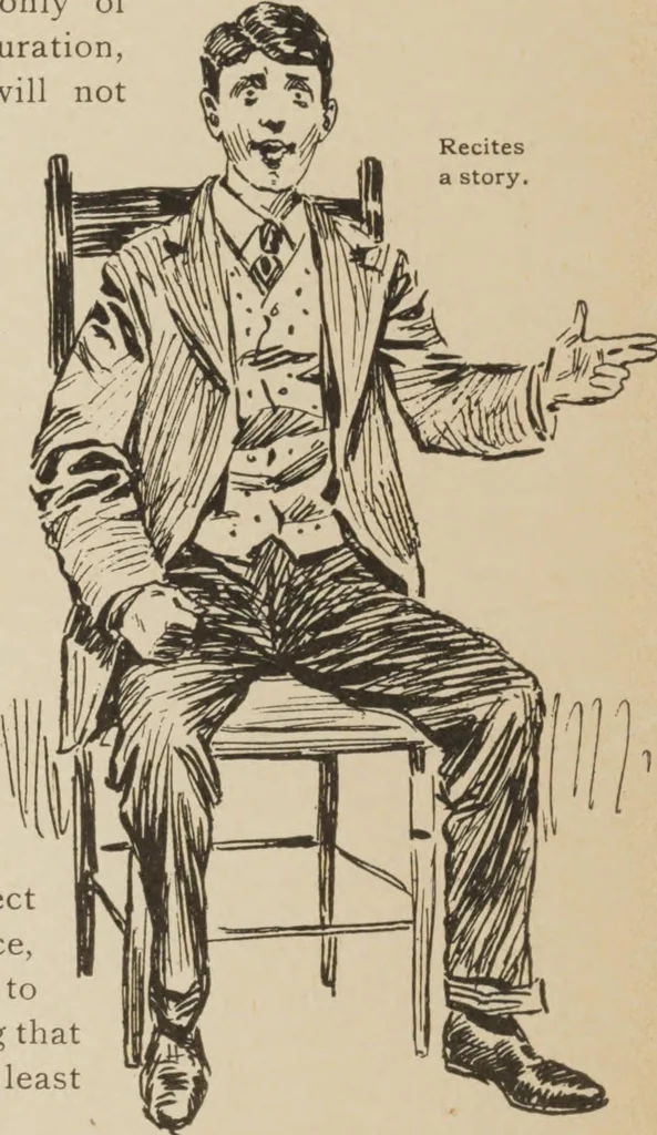 An illustration from Prof. L.A. Harraden's complete mail course of twenty illustrated lessons in hypnotism, 1899, leaf 13