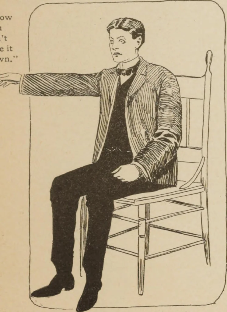 An illustration from Prof. L.A. Harraden's complete mail course of twenty illustrated lessons in hypnotism, 1899, leaf 14
