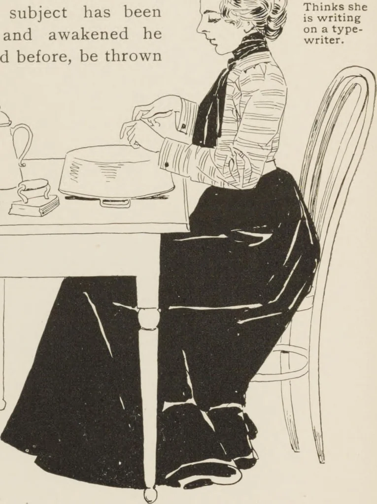 An illustration from Prof. L.A. Harraden's complete mail course of twenty illustrated lessons in hypnotism, 1899, leaf 24
