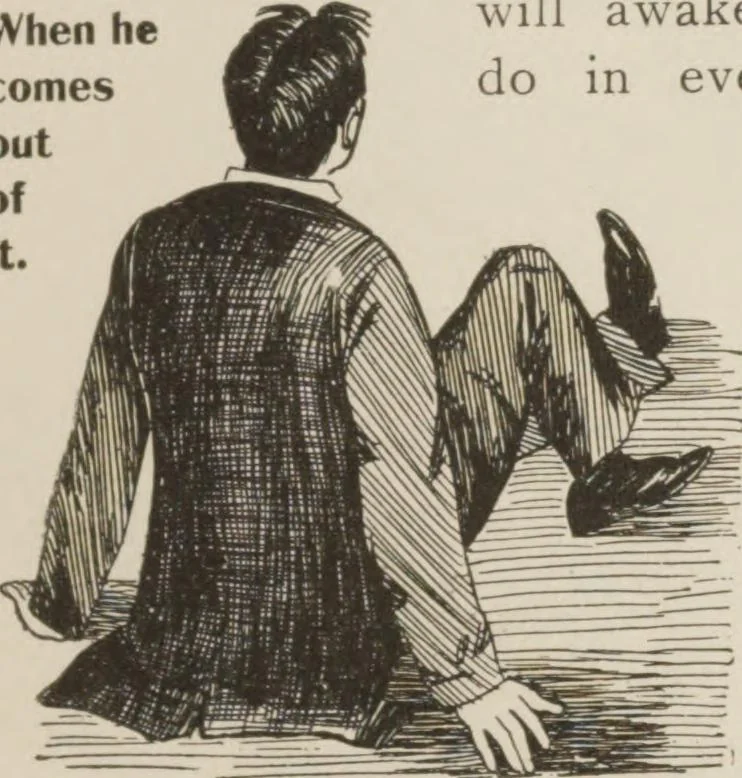 An illustration from Prof. L.A. Harraden's complete mail course of twenty illustrated lessons in hypnotism, 1899, leaf 28