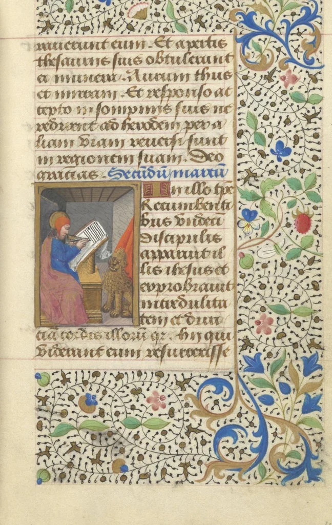 An illustration from [Book of hours], 1400, leaf 28