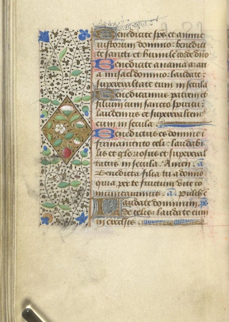 An illustration from [Book of hours], 1400, leaf 77