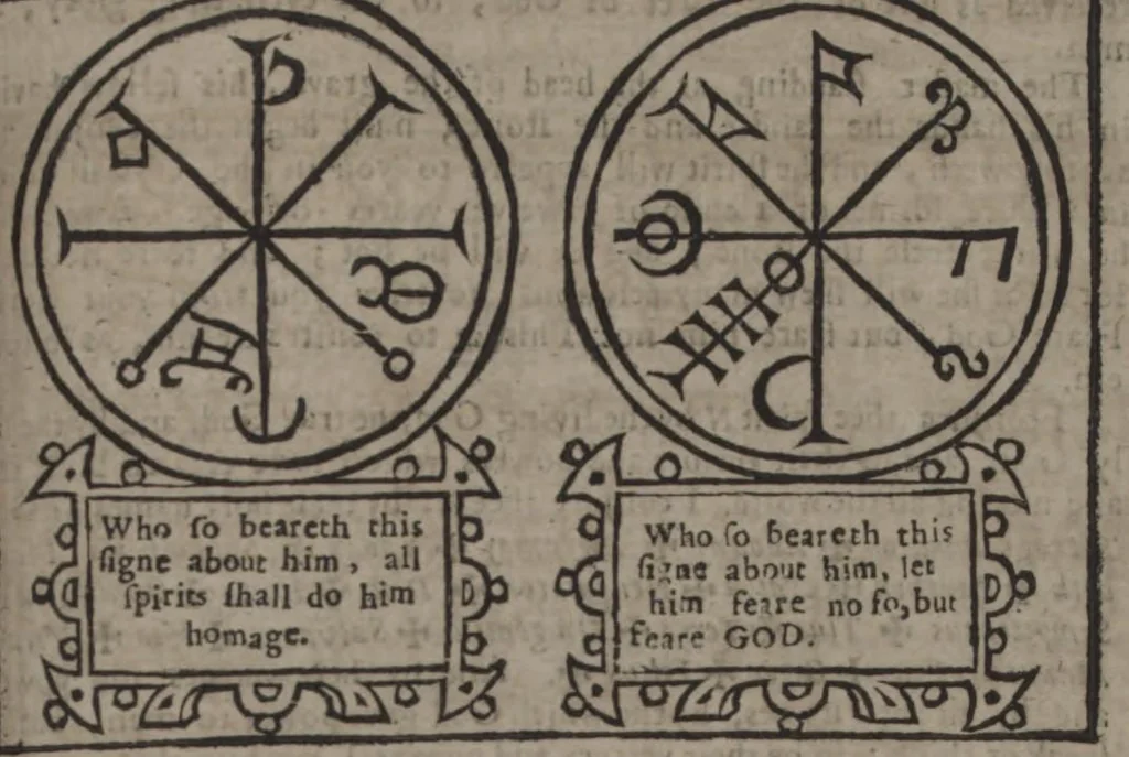 An illustration from Scot's discovery of witchcraft : proving the common opinions of witches contracting with divels, spirits, or familiars, and their power to kill, torment, and consume the bodies of men, women, and children, or other creatures by diseases or otherwise, their flying in the air, &c. to be but imaginary, erronious conceptions and novelties : wherein also the lewde unchristian practices of witchmongers upon aged, melancholy, ignorant, and superstious [sic] people in extorting confessions by inhumane terrors and tortures is notably detected ... : whereunto is added, a treatise upon the nature, and substance of spirits and divels &c, 1651, leaf 319