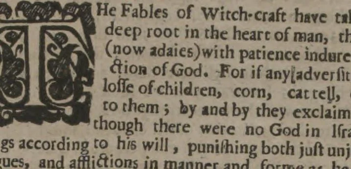 An illustration from Scot's discovery of witchcraft : proving the common opinions of witches contracting with divels, spirits, or familiars, and their power to kill, torment, and consume the bodies of men, women, and children, or other creatures by diseases or otherwise, their flying in the air, &c. to be but imaginary, erronious conceptions and novelties : wherein also the lewde unchristian practices of witchmongers upon aged, melancholy, ignorant, and superstious [sic] people in extorting confessions by inhumane terrors and tortures is notably detected ... : whereunto is added, a treatise upon the nature, and substance of spirits and divels &c, 1651, leaf 35
