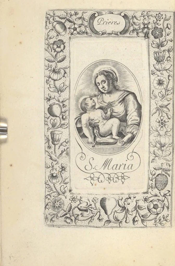 An illustration from Les sainctes prieres de l'ame chrestienne, 1644, leaf 195