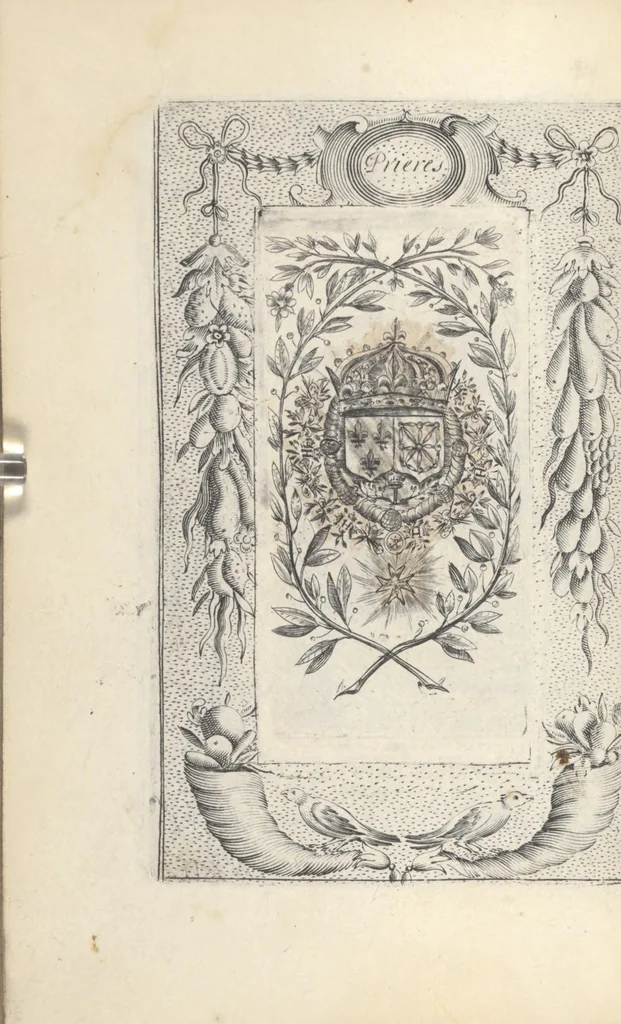 An illustration from Les sainctes prieres de l'ame chrestienne, 1644, leaf 201