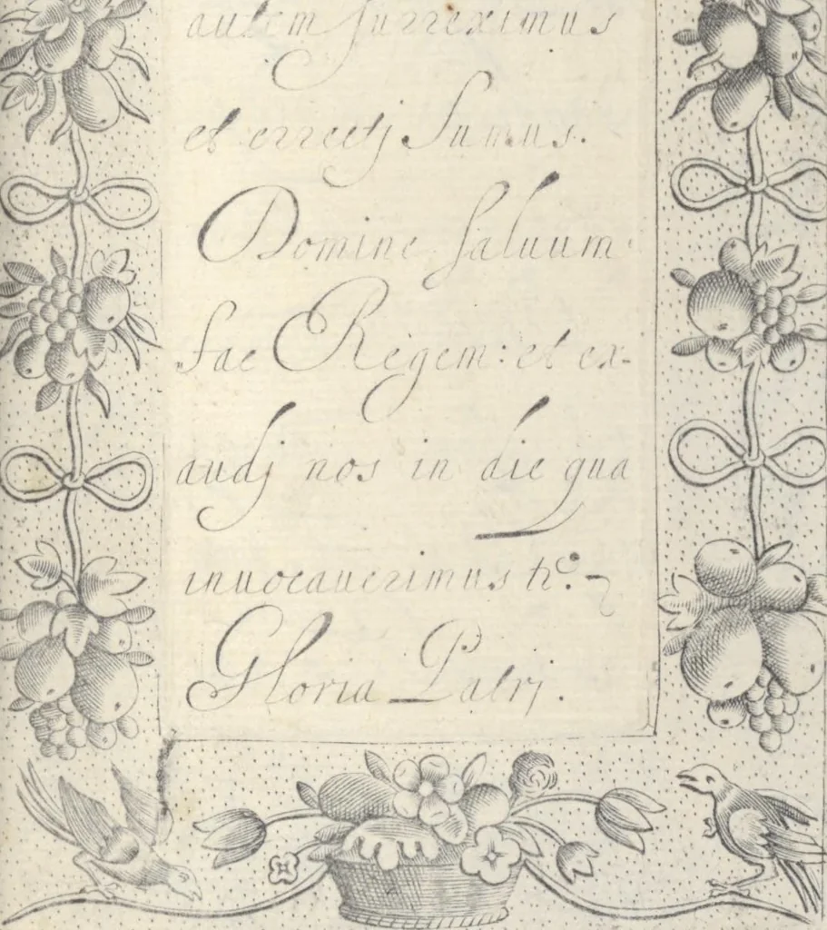 An illustration from Les sainctes prieres de l'ame chrestienne, 1644, leaf 66