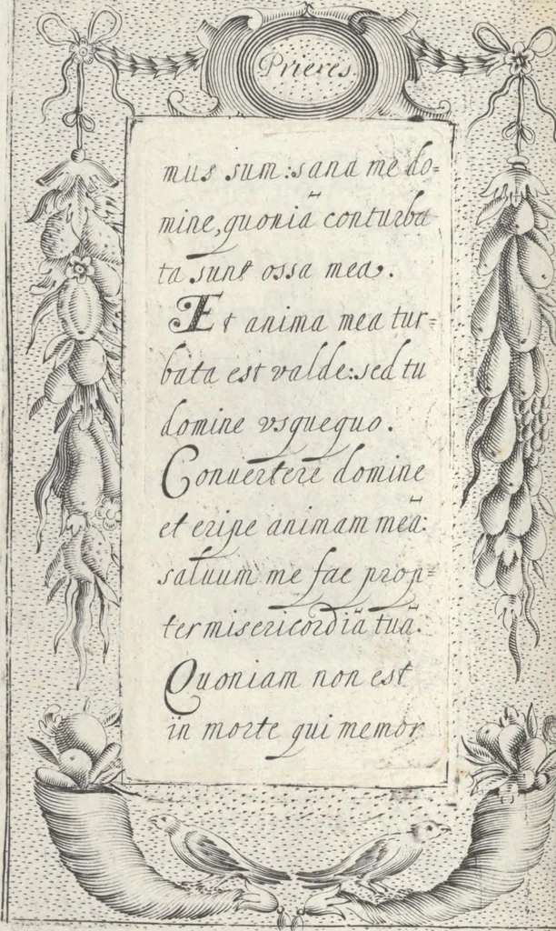 An illustration from Les sainctes prieres de l'ame chrestienne, 1644, leaf 73