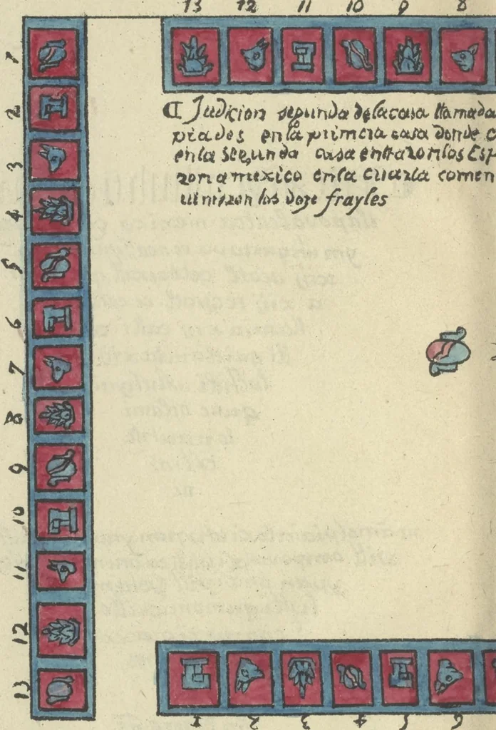 An illustration from Histoire de la nation Mexicaine, depuis le départ d'Aztlan jusqu'à l'arrivée des conquérants espanols (et au delà 1607) : manuscrit figuratif acompagné de texte en langue Nahuatl ou Mexicaine suivi d'une traduction en français, 1893, leaf 11
