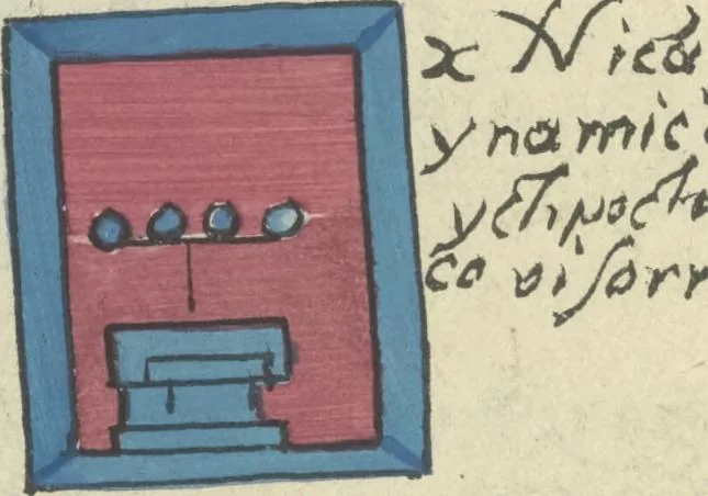 An illustration from Histoire de la nation Mexicaine, depuis le départ d'Aztlan jusqu'à l'arrivée des conquérants espanols (et au delà 1607) : manuscrit figuratif acompagné de texte en langue Nahuatl ou Mexicaine suivi d'une traduction en français, 1893, leaf 113