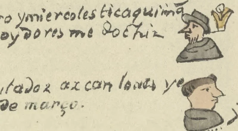 An illustration from Histoire de la nation Mexicaine, depuis le départ d'Aztlan jusqu'à l'arrivée des conquérants espanols (et au delà 1607) : manuscrit figuratif acompagné de texte en langue Nahuatl ou Mexicaine suivi d'une traduction en français, 1893, leaf 118