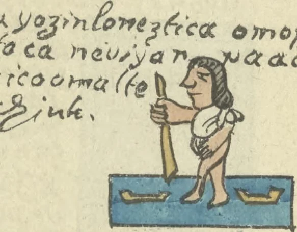 An illustration from Histoire de la nation Mexicaine, depuis le départ d'Aztlan jusqu'à l'arrivée des conquérants espanols (et au delà 1607) : manuscrit figuratif acompagné de texte en langue Nahuatl ou Mexicaine suivi d'une traduction en français, 1893, leaf 119