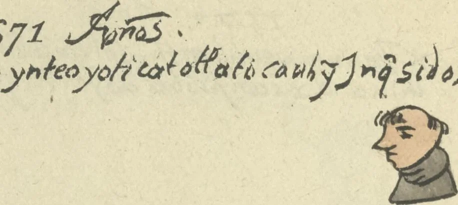 An illustration from Histoire de la nation Mexicaine, depuis le départ d'Aztlan jusqu'à l'arrivée des conquérants espanols (et au delà 1607) : manuscrit figuratif acompagné de texte en langue Nahuatl ou Mexicaine suivi d'une traduction en français, 1893, leaf 123