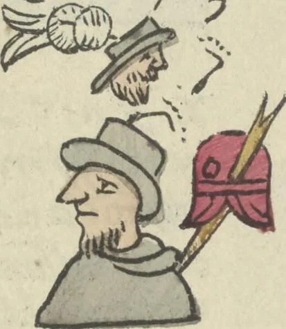 An illustration from Histoire de la nation Mexicaine, depuis le départ d'Aztlan jusqu'à l'arrivée des conquérants espanols (et au delà 1607) : manuscrit figuratif acompagné de texte en langue Nahuatl ou Mexicaine suivi d'une traduction en français, 1893, leaf 132
