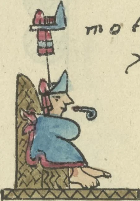 An illustration from Histoire de la nation Mexicaine, depuis le départ d'Aztlan jusqu'à l'arrivée des conquérants espanols (et au delà 1607) : manuscrit figuratif acompagné de texte en langue Nahuatl ou Mexicaine suivi d'une traduction en français, 1893, leaf 159