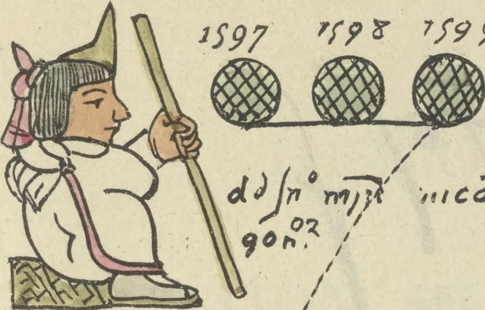 An illustration from Histoire de la nation Mexicaine, depuis le départ d'Aztlan jusqu'à l'arrivée des conquérants espanols (et au delà 1607) : manuscrit figuratif acompagné de texte en langue Nahuatl ou Mexicaine suivi d'une traduction en français, 1893, leaf 168