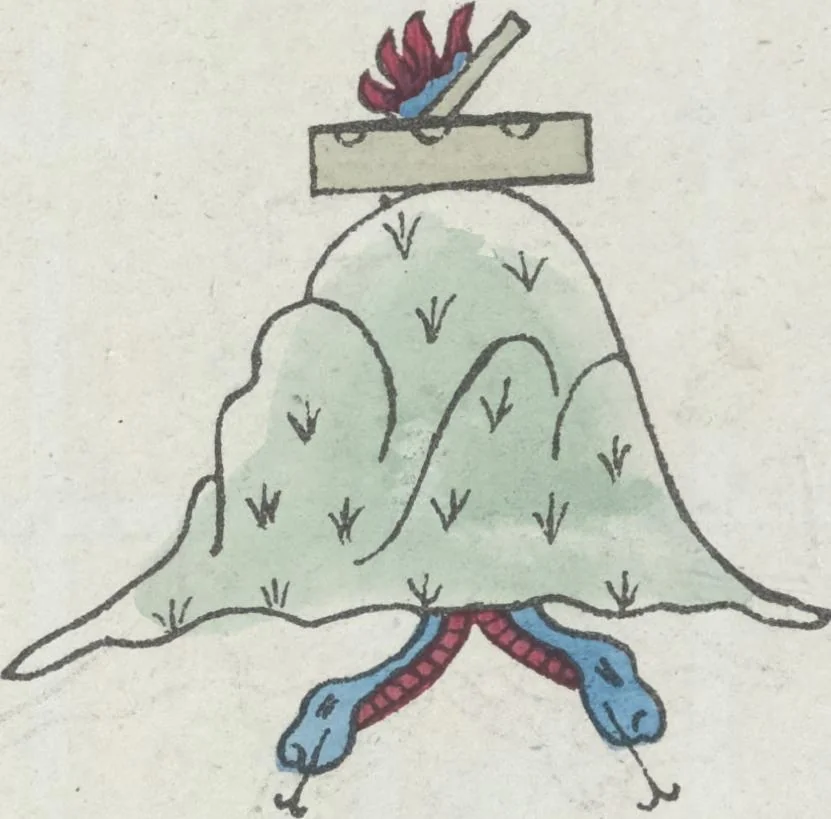 An illustration from Histoire de la nation Mexicaine, depuis le départ d'Aztlan jusqu'à l'arrivée des conquérants espanols (et au delà 1607) : manuscrit figuratif acompagné de texte en langue Nahuatl ou Mexicaine suivi d'une traduction en français, 1893, leaf 22