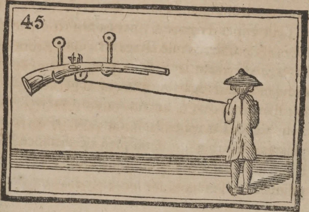An illustration from Codicile de Jérome Sharp, professeur de physique amusante; où l'on trouve, parmi plusieurs tours dont il n'est point parlé dans son testament, diverses récréations relatives aux sciences & beaux-arts. Pour servir de troisième suite à la Magie blanche dévoilée, 1791, leaf 177