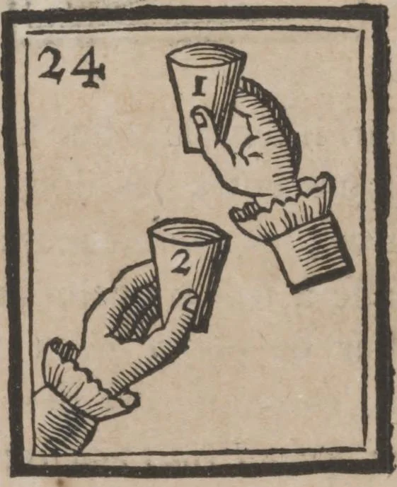 An illustration from Codicile de Jérome Sharp, professeur de physique amusante; où l'on trouve, parmi plusieurs tours dont il n'est point parlé dans son testament, diverses récréations relatives aux sciences & beaux-arts. Pour servir de troisième suite à la Magie blanche dévoilée, 1791, leaf 95