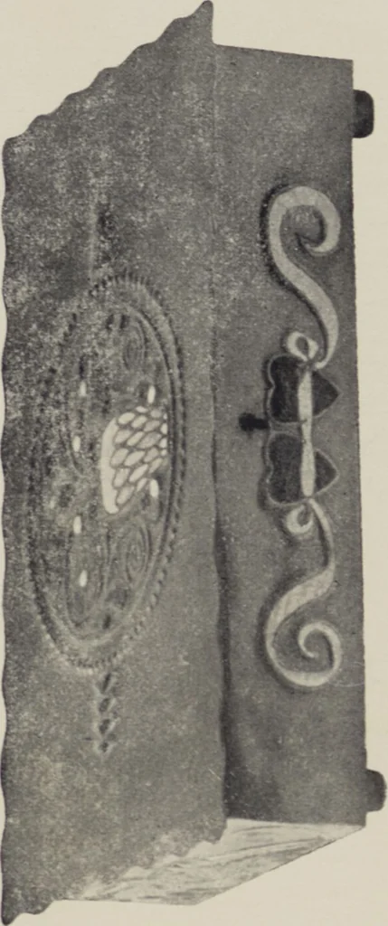 An illustration from Vulkania, Prostějov. Odděleni I., Dekorativní a praktické umělecké́ předměty pro výzdobu bytu = Section I. Objets d'art en métal pratiques et décoratifs pour l'ornement du logis, 1907, leaf 20