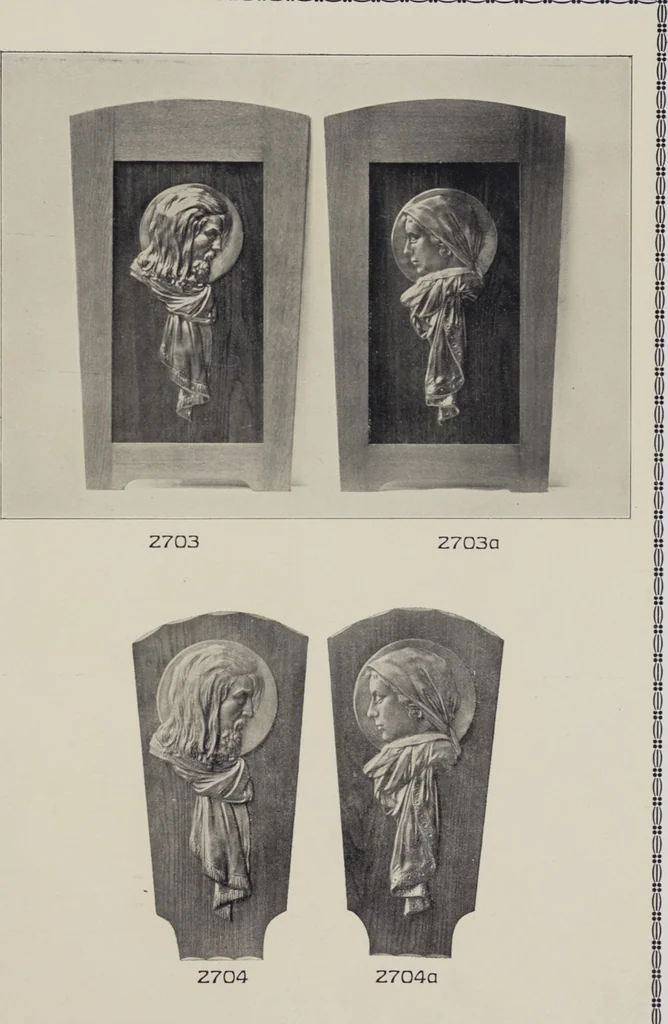 An illustration from Vulkania, Prostějov. Odděleni I., Dekorativní a praktické umělecké́ předměty pro výzdobu bytu = Section I. Objets d'art en métal pratiques et décoratifs pour l'ornement du logis, 1907, leaf 34