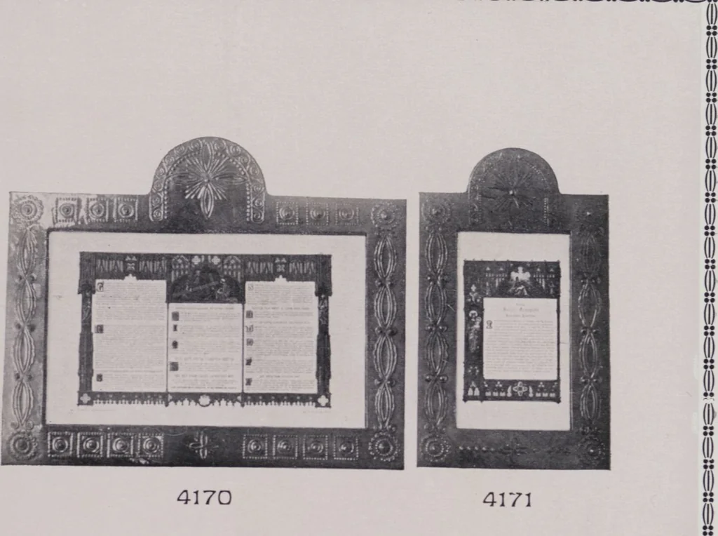 An illustration from Vulkania, Prostějov. Odděleni I., Dekorativní a praktické umělecké́ předměty pro výzdobu bytu = Section I. Objets d'art en métal pratiques et décoratifs pour l'ornement du logis, 1907, leaf 46